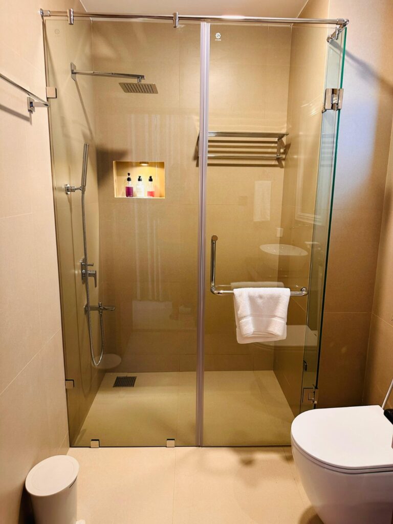 Glass walk-in rain shower